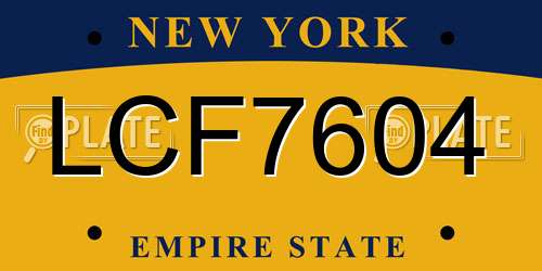 LCF7604 New York License Plate