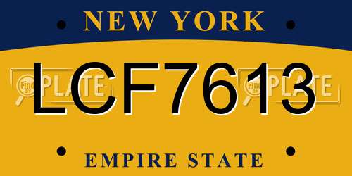 LCF7613 New York License Plate