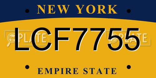 LCF7755 New York License Plate