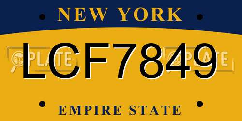 LCF7849 New York License Plate
