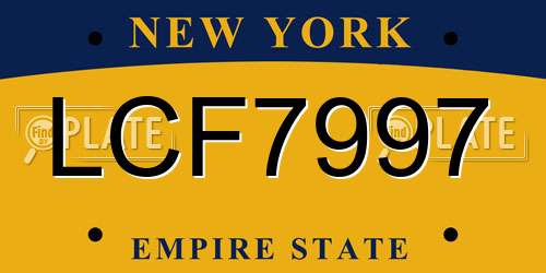 LCF7997 New York License Plate