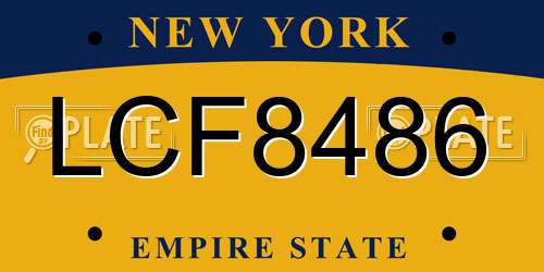 LCF8486 New York License Plate
