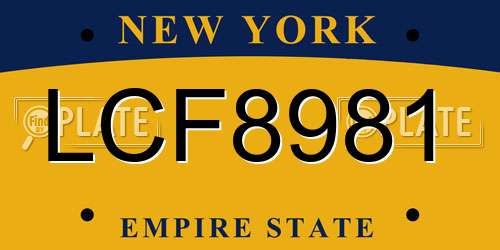 LCF8981 New York License Plate