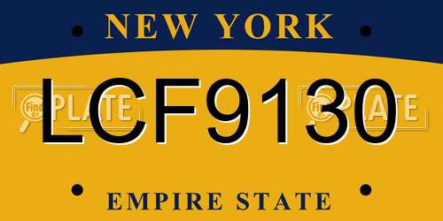 LCF9130 New York License Plate