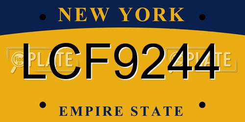 LCF9244 New York License Plate