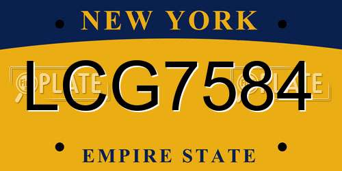 LCG7584 New York License Plate