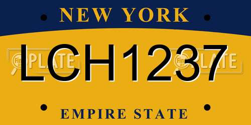 LCH1237 New York License Plate