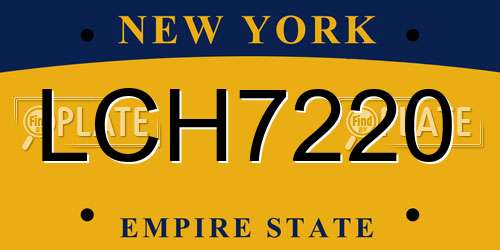 LCH7220 New York License Plate