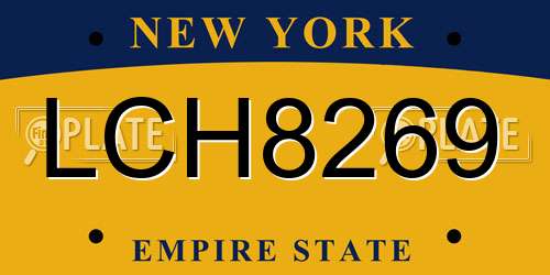 LCH8269 New York License Plate