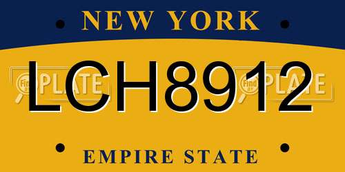 LCH8912 New York License Plate