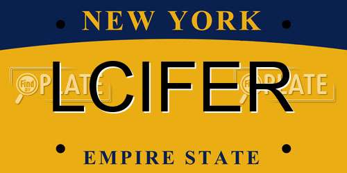 LCIFER New York License Plate