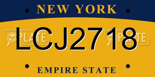 LCJ2718 New York License Plate