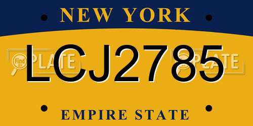 LCJ2785 New York License Plate