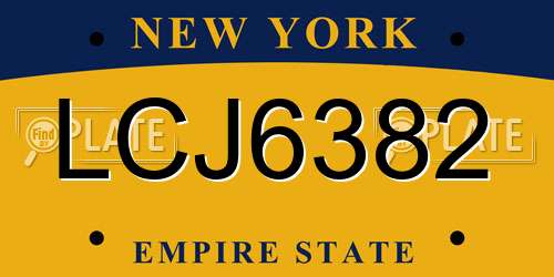 LCJ6382 New York License Plate