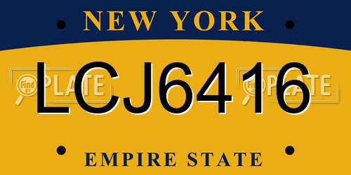 LCJ6416 New York License Plate