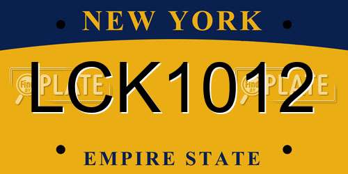 LCK1012 New York License Plate