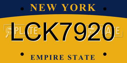LCK7920 New York License Plate