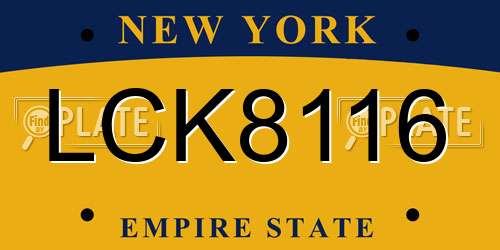LCK8116 New York License Plate