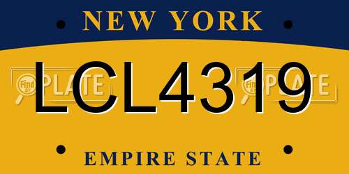LCL4319 New York License Plate