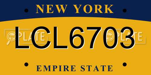 LCL6703 New York License Plate