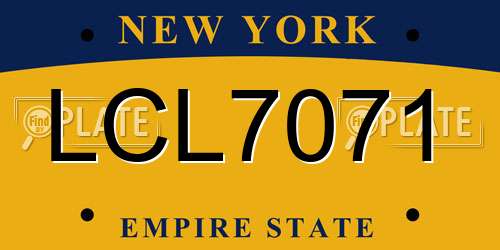 LCL7071 New York License Plate