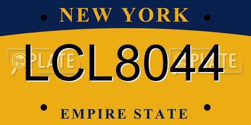 LCL8044 New York License Plate