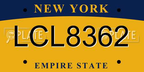 LCL8362 New York License Plate