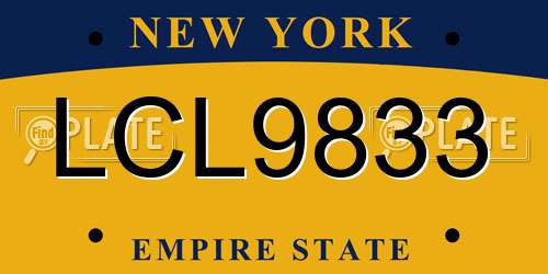 LCL9833 New York License Plate