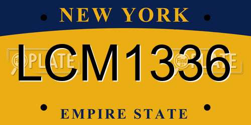 LCM1336 New York License Plate