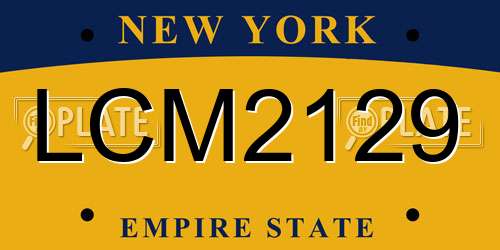 LCM2129 New York License Plate