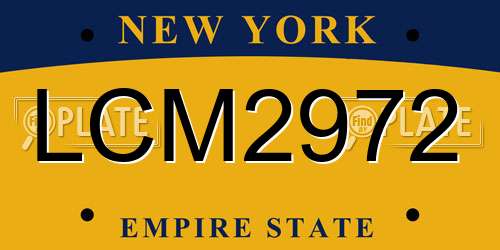 LCM2972 New York License Plate