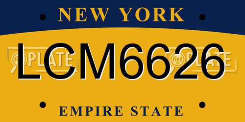LCM6626 New York License Plate