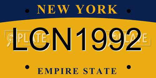 LCN1992 New York License Plate