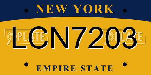 LCN7203 New York License Plate