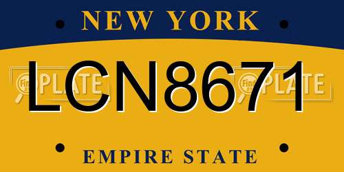 LCN8671 New York License Plate
