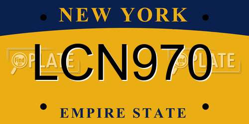 LCN970 New York License Plate