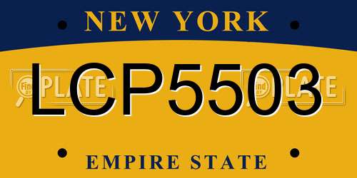 LCP5503 New York License Plate