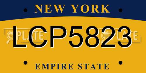LCP5823 New York License Plate