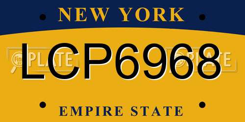 LCP6968 New York License Plate