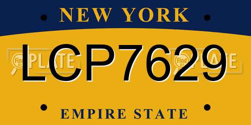 LCP7629 New York License Plate