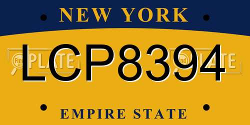 LCP8394 New York License Plate