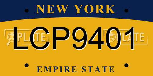 LCP9401 New York License Plate
