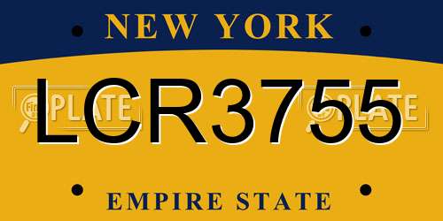 LCR3755 New York License Plate