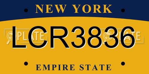 LCR3836 New York License Plate