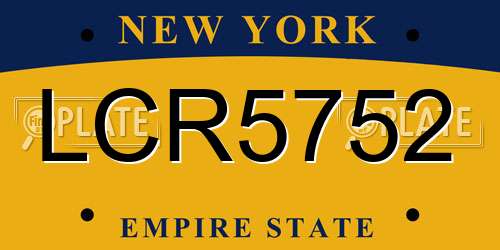 LCR5752 New York License Plate