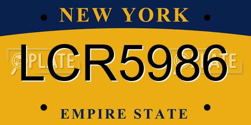 LCR5986 New York License Plate