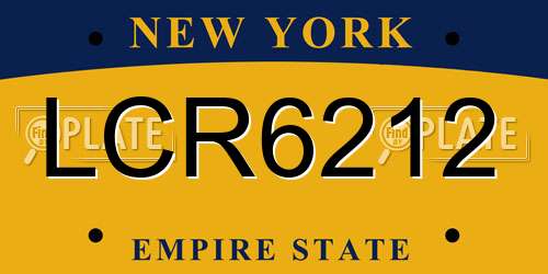 LCR6212 New York License Plate