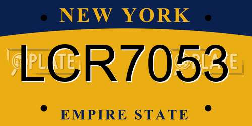 LCR7053 New York License Plate