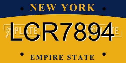 LCR7894 New York License Plate