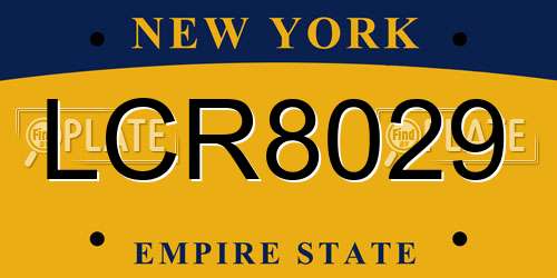 LCR8029 New York License Plate